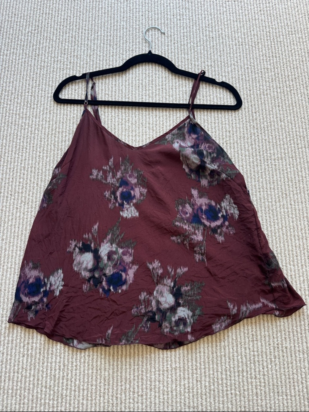 Wilfred Floral Satin Cami in Burgundy and Navy